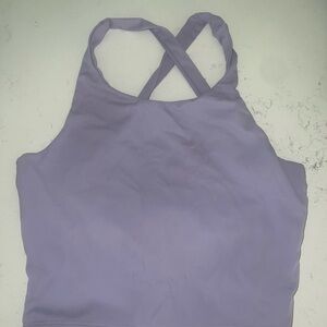 Purple criss cross longline sports bra